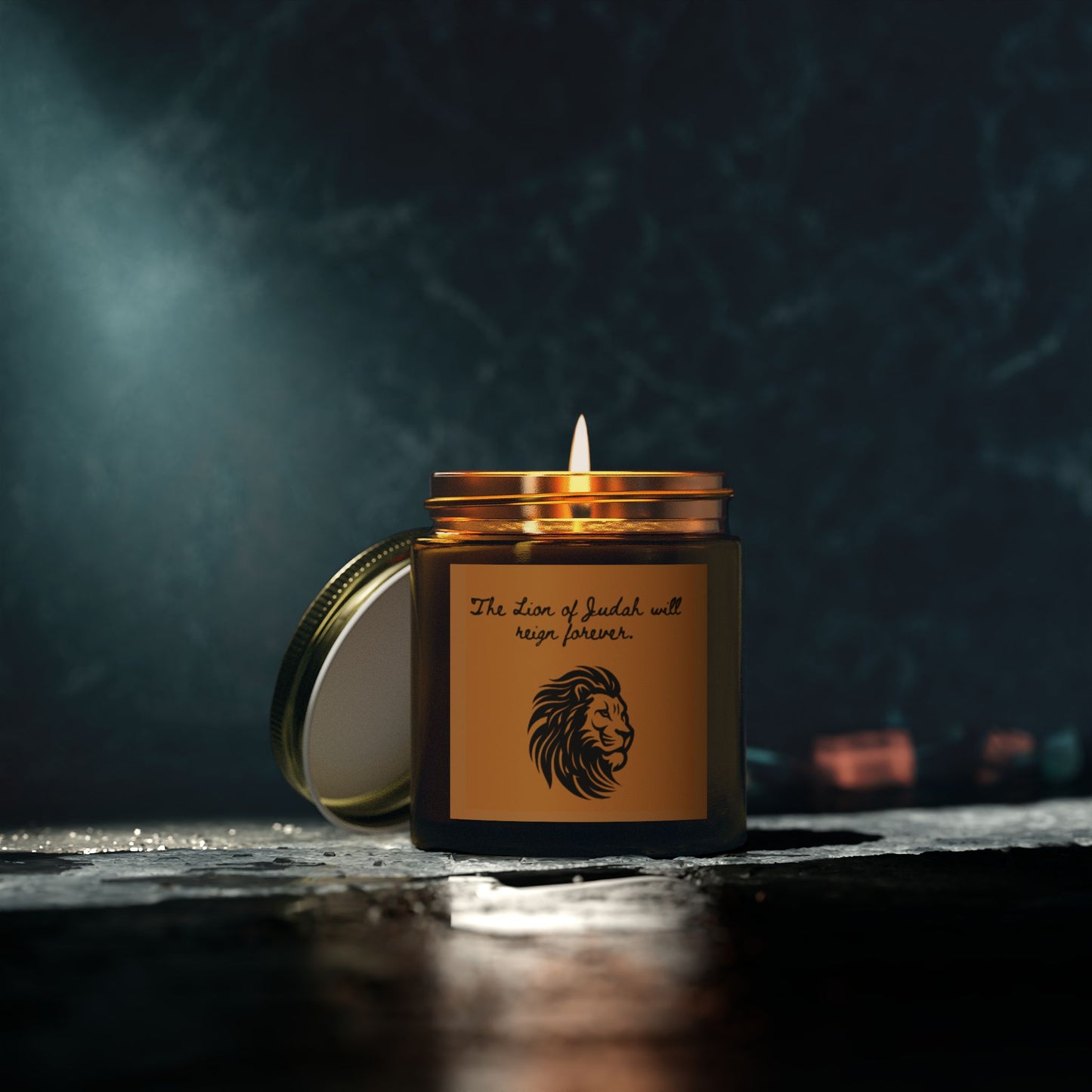 Coconut Apricot Scented Candle - "The Lion of Judah Will Reign Forever"