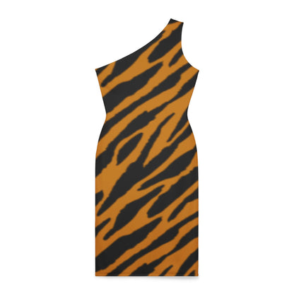 Wild Style Shoulder Dress - Bold Tiger Print for Summer & Parties