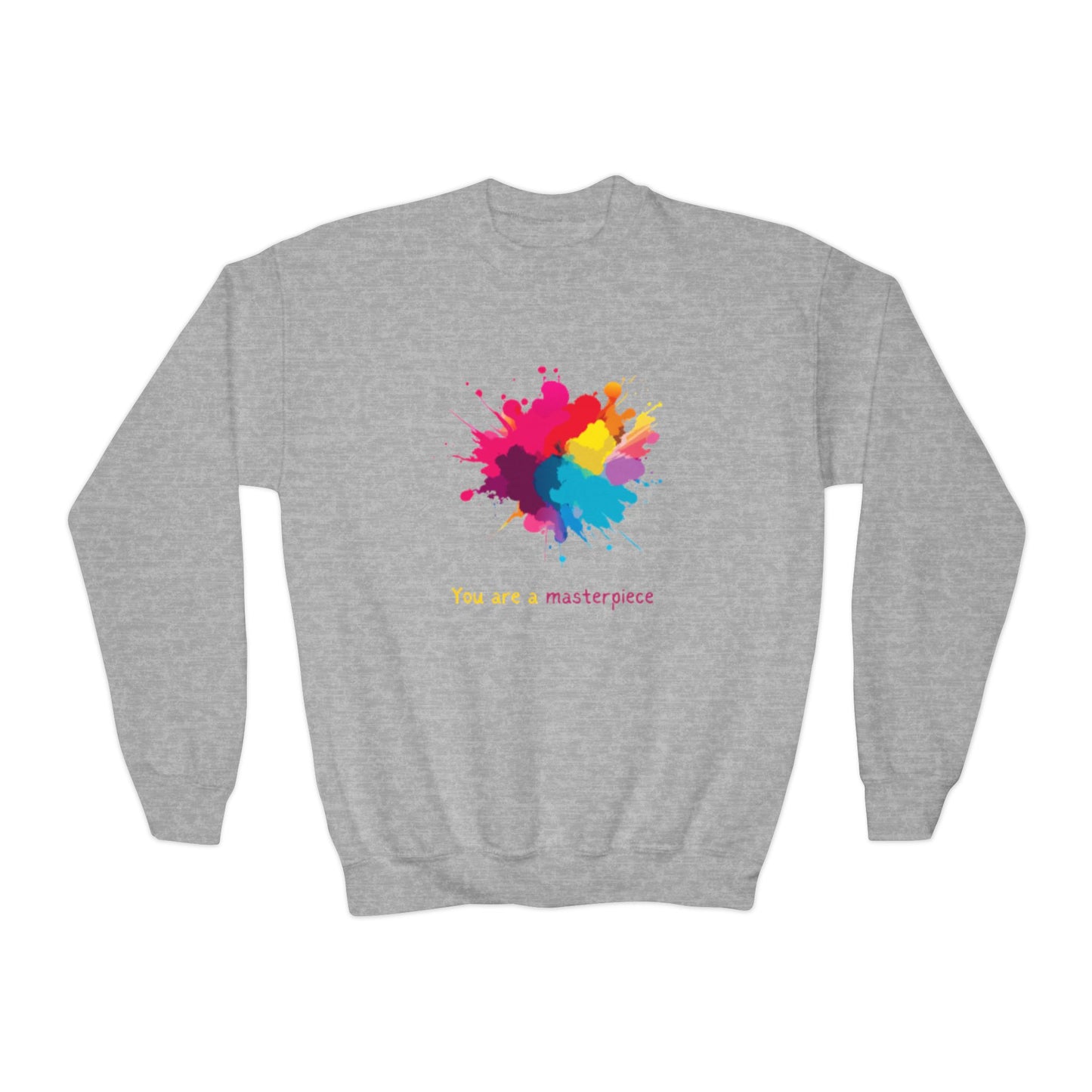 Youth Crewneck Sweatshirt - You Are a Masterpiece - Colorful Art Design