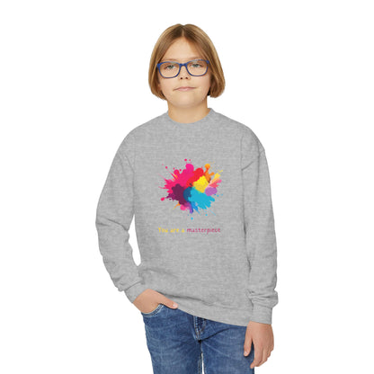 Youth Crewneck Sweatshirt - You Are a Masterpiece - Colorful Art Design