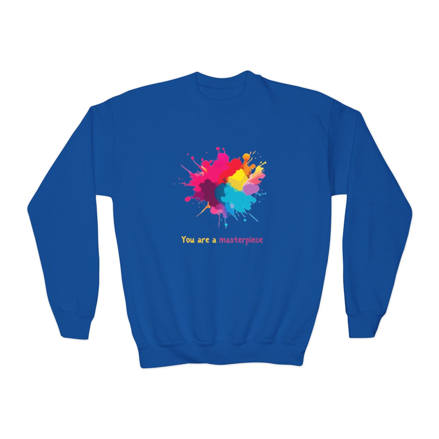 Youth Crewneck Sweatshirt - You Are a Masterpiece - Colorful Art Design