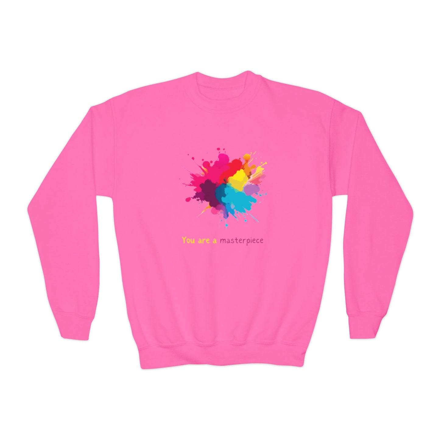 Youth Crewneck Sweatshirt - You Are a Masterpiece - Colorful Art Design