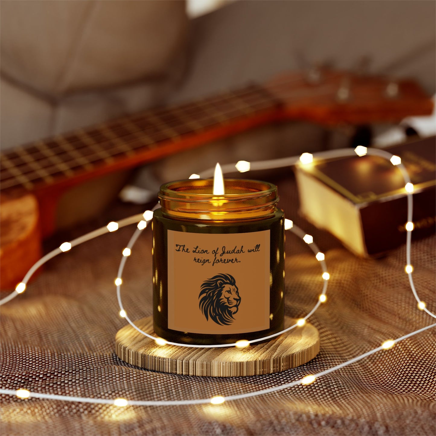 Coconut Apricot Scented Candle - "The Lion of Judah Will Reign Forever"