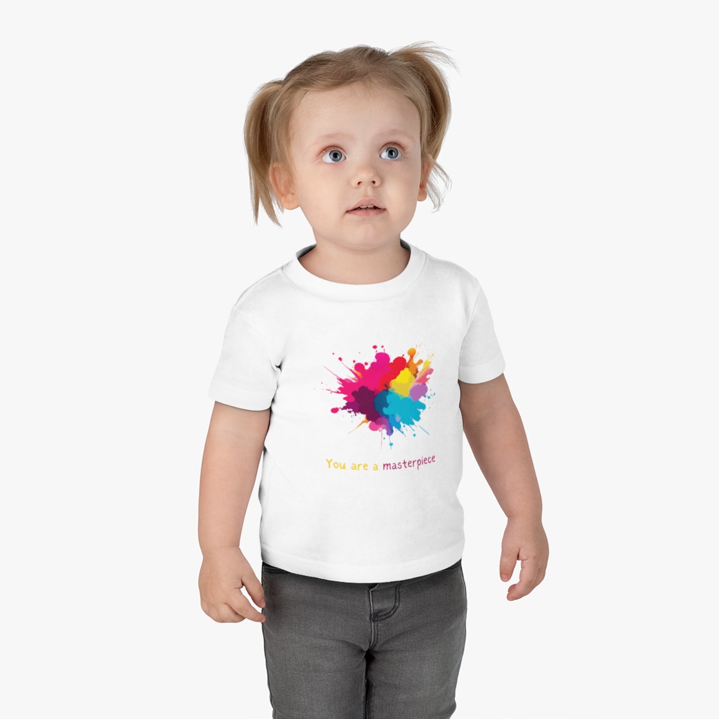 Infant Cotton Jersey Tee - "You Are a Masterpiece" Colorful Splash Design