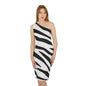 Chic Zebra Print Shoulder Dress – Stylish One-Shoulder Fashion for Trendsetters