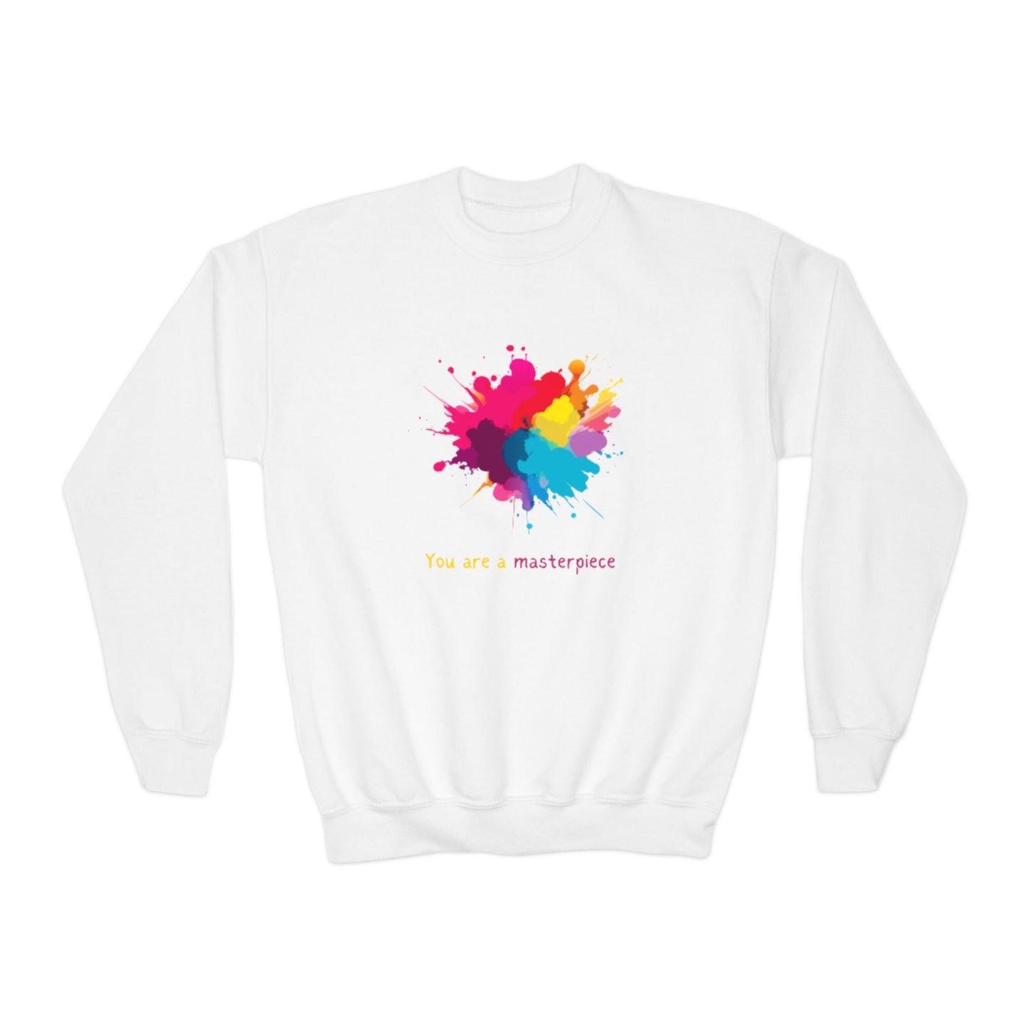 Youth Crewneck Sweatshirt - You Are a Masterpiece - Colorful Art Design