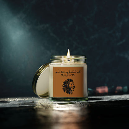 Coconut Apricot Scented Candle - "The Lion of Judah Will Reign Forever"